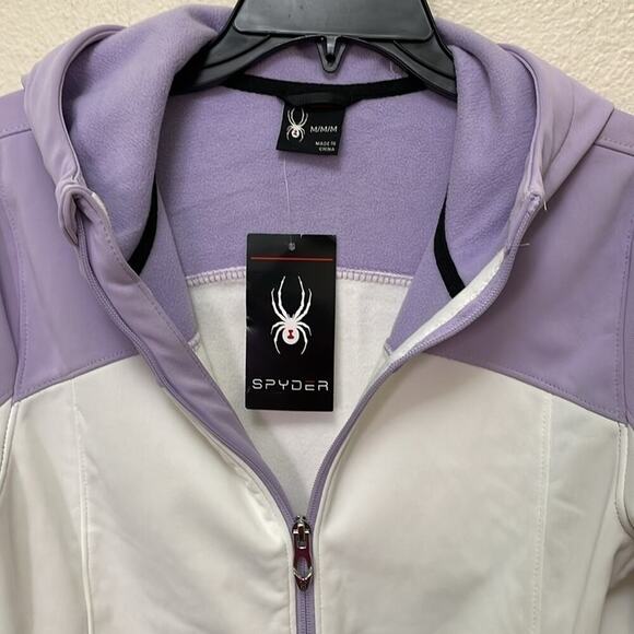 New Spyder Women’s Hooded Jacket Size M Lilac and White. Full zipper - Picture 4 of 11